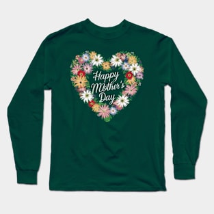 Floral Heart Happy Mother's Day Long Sleeve T-Shirt